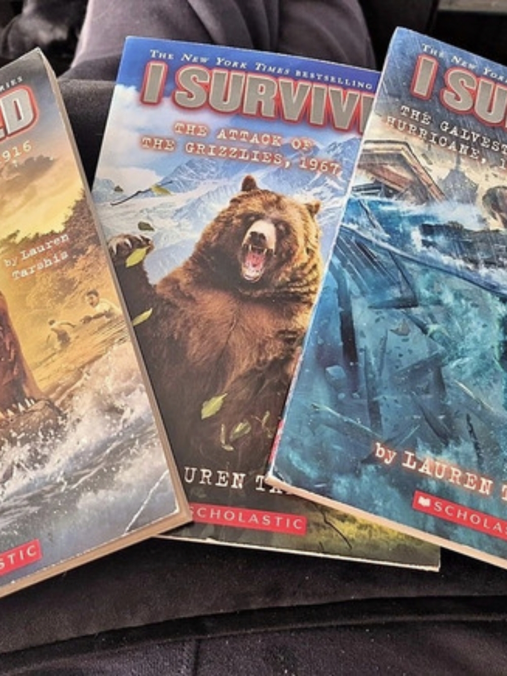3 Scholastic I Survived Book Bundle by Lauren Tarshis , Bear, Grizzlies,hurrican